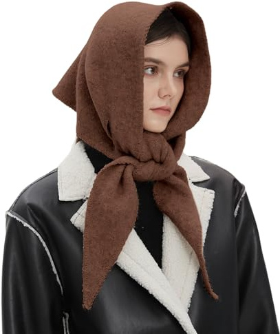 Knitted Triangle Scarf for Women — Tie Up Style Soft Warm Shoulder Scarf, Elegant Versatile Autumn Winter Shawl 95x95x160cm