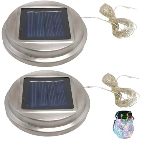 2 pezzi di ricambio per luce solare, 30 luci solari per annaffiatoio a LED, parti superiori rotonde impermeabili di ricambio, lucine da giardino fai da te colorate per esterni, decorazioni per la cas