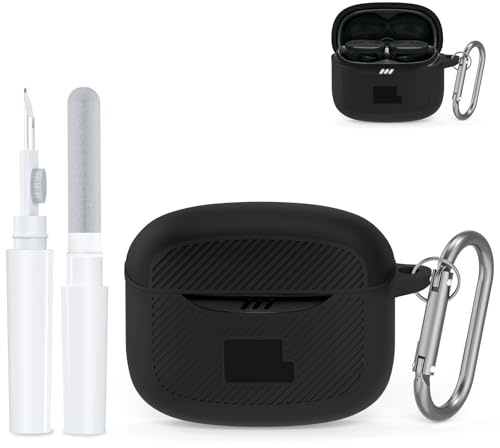 Schutzhülle für JBL Tune Buds 2 – Silikon Case mit Schlüsselanhänger & Reinigungstinte, Allumfassender Schutz, Passgenau & Fingerabdruckfrei (schwarz)