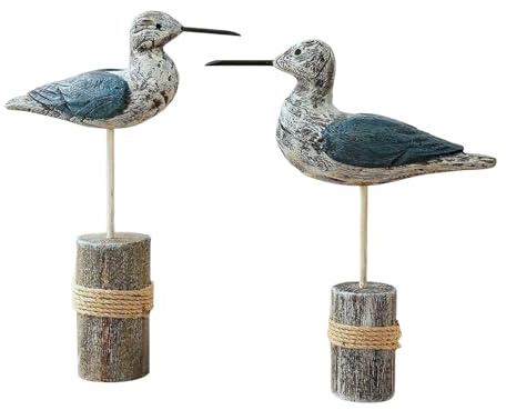 Homyl 2X Statuette di Uccelli Marini, Sculture in Legno, Decorazioni per La Casa, Statuette di Gabbiani