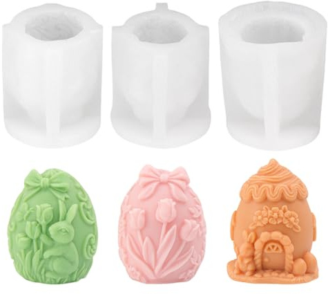 Stampo in silicone per uova di Pasqua, stampi in silicone per versare uova di Pasqua, stampi in gesso per uova di Pasqua, stampi in silicone pasquale, stampi per uova di Pasqua, gesso per decorazioni
