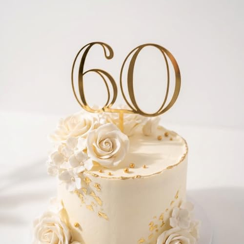 6&0 Number Cake Topper for 60th Birthday, Diamond Wedding Anniversary (Style 1)