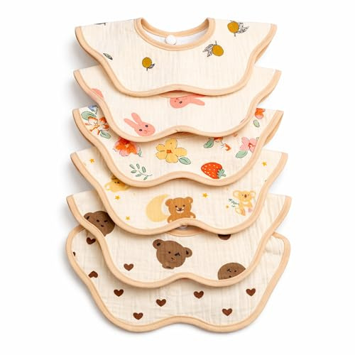 Bavaglini Neonato Impermeabili Set 6 Pezzi in EVA, Bavette Neonato Riutilizzabili, Facili da Pulire, Protezione Pappa per Neonati e Bambini, Bavaglini Lavabili per Svezzamento