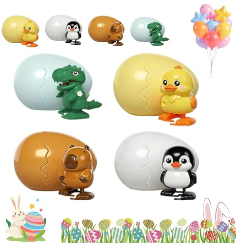 Velexia Boom Eggs, Wind-Up Surprise Eggs, Rotate to Hatch Walking Animal Toy, Reusable Clockwork Dino Fun Dinosaurs Toys for Boys Girls Birthday Easter
