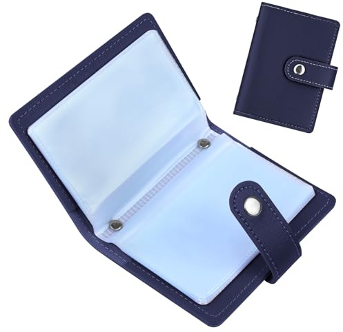OSDUE Porta Carte di Credito Pelle PU, RFID Secure Protection, 26 Scomparti | Portafoglio RFID/NFC Secure Protection, Porta Tessere, Portafoglio Slim da Uomo e Donna per ID, Banca e Business, Blu Scuro