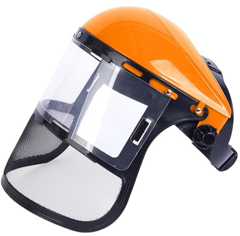 Safety Face Shield with Mesh Visor, Wire Mesh Safety Helmet, Protective Screen for Face and Eyes,Lightweight and Adjustable for Maximum Protection While Working fors Chainsaw, Gardening, Lawn