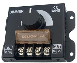 Atenuador de 12V-24V, perilla manual de carcasa de hierro, lámpara LED de bajo voltaje con atenuador manual con gran compatibilidad(Onlinedimmerblack)