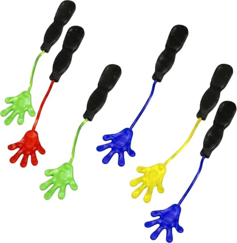 PDirat 6 Stück Mit Griff Klatschhand, Klebehand Glibber, Glibber Klatsch, Klatschhände, Farben Zufällig, Ideal Für Mottopartys, Gruppenaktivitäten Und Karneval