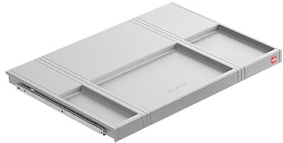 kuechenkonsum Hailo Tablarboden mit Führungsschiene | Passend für 60er Unterschrank | Einlegeboden für Küchen-Unterschrank | Ablage in Kunststoff hellgrau | Tragkraft bis max. 2kg