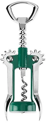 True Soar Winged Corkscrew Wine Opener Manual, Heavy Duty Stainless Steel Cork Openers in Chrome Finish Home Bar Accessories Bar Tools, Set of 1 Green