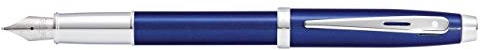 Sheaffer 100 - Refillable fountain pen, medium nib, glossy blue lacquer finish, chrome plated trim,3 Piece Set