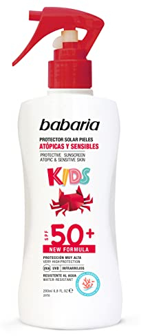Babaria - Crema Solar Facial 50 Niños y Corporal | Protector Solar Pieles Atopicas Pediatrico | Crema Solar Infantil 50 Resistente al Agua | Protector Solar Mineral Niños