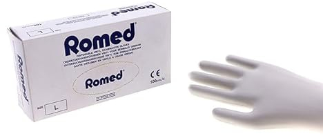Romed Vinyl Gloves Non-Sterile Powdered L Pack of 100