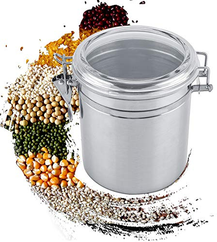 Nimoa Luftdichter Kaffeebehälter aus Edelstahl 1400ml, Coffee Beans Aufbewahrungsbox Vakuumversiegelter Vorratsbehälter Vakuumversiegeltes Vorratsglas für Zuckerteebohnen(L)