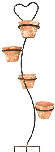 Hirsch Terracotta Kräuterwelle inkl. 4 Töpfen, Kräutertopf Blumenampel für den Garten oder Balkon Topfwelle Antiktopf Harztopf