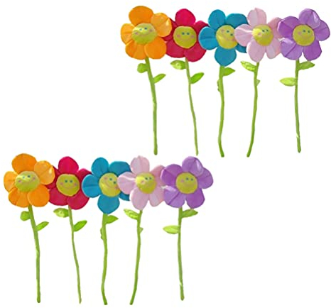 TOYANDONA 10 piezas de peluche flor suave tallos cortina hebilla artificial de girasol besos de peluche margarita ramo de flores con cara sonriente feliz peluche regalo para