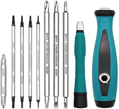 TOOLSTEK Magnetic Slotted Phillips Screwdriver Sets Multi-Bit Long Double Sided Inserts Pentalobe Kit Electronics Screw Drivers Repair Tools for Cell Phone, Tablet, PC MacBook