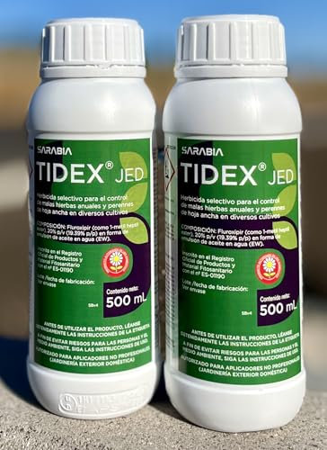 Herbicida cesped Tidex1000ml(2x500). Sarabia. Herbicida de hoja ancha y selectivo de cesped para 600 litros de tratamiento