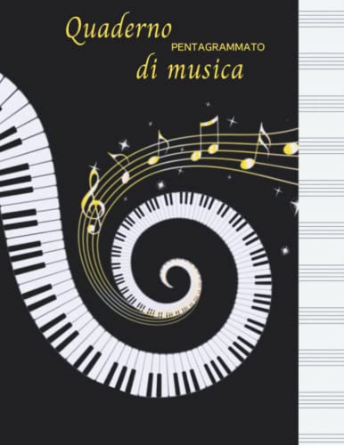 Quaderno Pentagrammato di Musica: Formato Grande A4. 12 Righi per Pagina. 103 Pagine con Indice Iniziale.