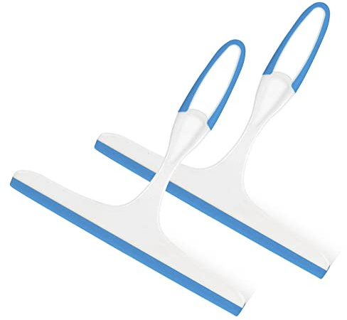 2Pcs Glass Cleaner Squeegees Window Squeegee Glass Cleaning Wiper Rubber Window Cleaner Squeegee Glass Cleaning Rubber Blade Suitable for Clean Mirror Glass Bathroom Window(Blue)