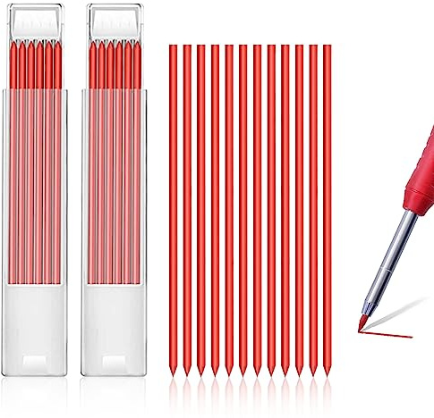 12Pcs 2.8 mm Pencil Replacement Refills for Carpenters Marking, Red Tracer Pencil Leads for Woodworking Drawing