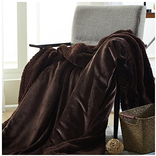 AGBARR Picknickmatte Side Coral Samt und Lamm Kaschmirdecke Weichsticke Decke for Bett Sofa Warme Fleece Sherpa Decke for Schlafzimmer 13 Farben Picknickdecke (Color : Coffee, Size : 100x120cm)
