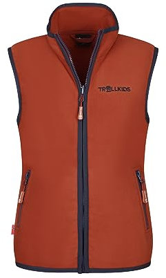 Trollkids Kids Arendal Vest 164, red clay/mystic blue