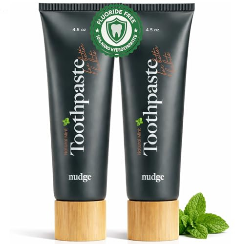 Nudge 10% Nano Hydroxyapatite Toothpaste, Enamel Friendly Advanced Clean, Fluoride Free & SLS Free, Natural Mint, 4.5 oz (Pack of 2)