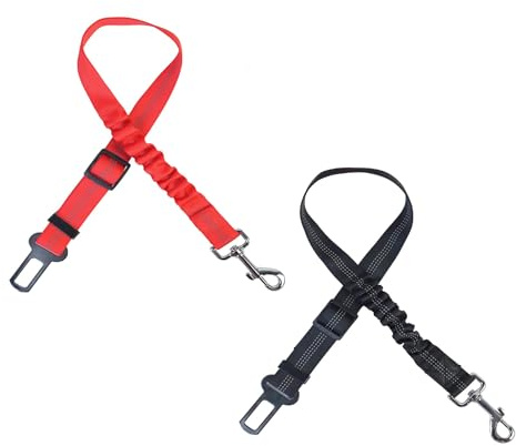 2PCS Cintura di sicurezza per cani in NERO Cintura di sicurezza per cani per auto elastica compatibile con tutte le auto Cintura per cani regolabile per la sicurezza durante in auto
