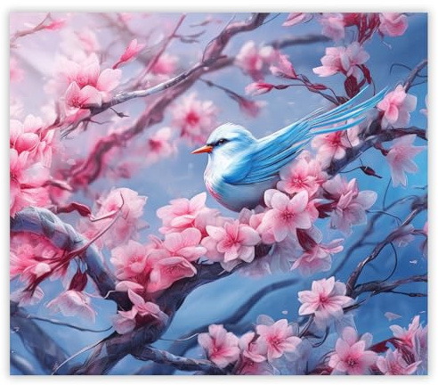 SMTDeco Herdabdeckplatte 60×52 cm – ESG gehärtetes Glas, kratzfest & rutschfest – Spritzschutz & Schneidebrett – für Induktion/Ceranfeld – 1-teilig, Motiv Vogel Blumen Rosa
