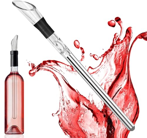 Senbaler Rafraichisseur de Bouteille en 304 Acier Inoxydable, Accessoires de Vin, Kit Vin Cadeaux pour Hommes et Femmes Amateurs de Vin (Tige de refroidissement)