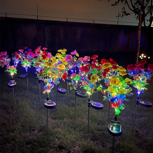 Ailan Luci solari da Giardino per Fiori di Azalea - Installazione Semplice a Risparmio energetico Lampada Solare da Giardino per Fiori LED Facile da installare, Rosso, Lanterne