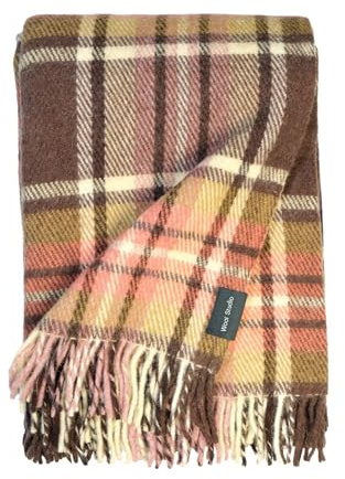 Wool Studio 100% Lambswool Fleece Scotch Design Blanket | Luxurious, Durable, & Versatile. Perfect for Home, Travel, & Outdoor Adventures! Cozy up in Style (CAMEL, 150X210 cm)