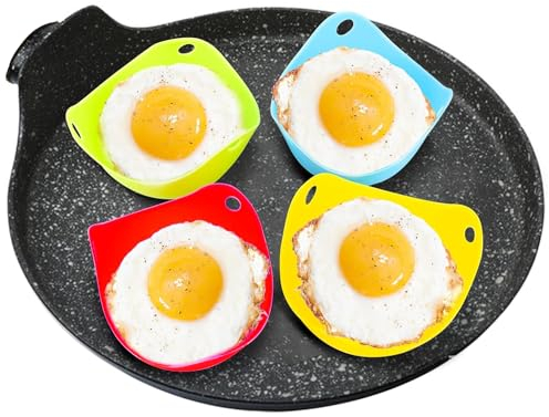 Votvlog Eierkocher silikon pochierte Eier Form Eier Kochen, 4 Stück hochtemperaturbeständiger Antihaft-Eierkocher, verwendet für Kochgeschirr, Dampfgarer, Mikrowelle Egg, Küchen Eierpfanne