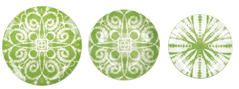 BRANDANI Batik Servizio Tavola Piatti Set 18 Pezzi Verde Porcellana