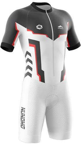 Triathlon Anzug Herren,Herren Pro Fahrrad Skinsuit Kurzarm,Einteiliges Radtrikot,Triathlon Einteiler Kurz - 3Taschen für Wettkampf Run, Cycle, Swim Herren Fahrrad Skinsuit (Type-2,M)
