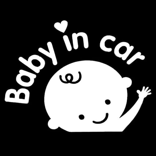 JIFENLI Car Sticker 14.2 * 10.9CM Baby in CAR Lovely Safety Sign Car Styling Stickers Vinyl Car Body Accessories Black/Silver
