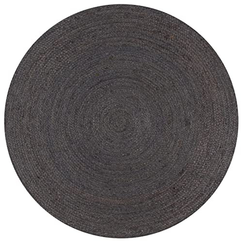 Homgoday Alfombra de Yute Tejida a Mano Redonda Gris 90 cm tapetes para Sala alfombras Salon Modernas alfombras