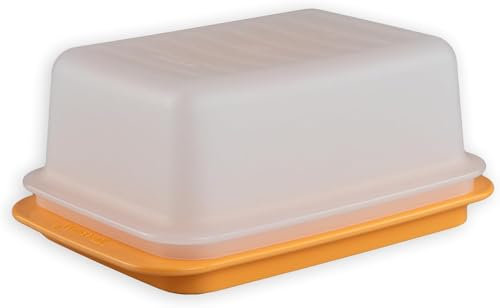 Seba Garden Tupper Butter Dish Orange / White Butter Treasure for Butter up to 6.5 cm Height C21