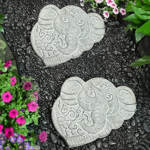 Dekorativer Stein für den Garten, Wegfliesen, Trittsteine ​​für den Garten, 2er-Pack, Trittsteine ​​in Elefantenform for den Außenbereich, dekorative Pflasterstein-Sets for die Landschaftsgestaltung