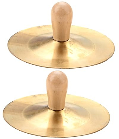 Platillos de Dedo Dorados de Metal y Madera 1 Par W200