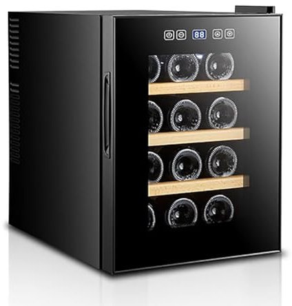 TT-YEC Vinoteca Doméstica, Vinoteca De Temperatura Constante con Puerta De Cristal, Vinoteca Refrigerada por Aire De Una Sola Zona, Capacidad para 10-18 Botellas,C