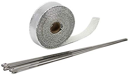 Hitzeschutzband Auspuff,Hitzeschutzband 5/10 / 15m Auto Moto Wärmeschild Wrap Turbo Auspuff Wärmeband Wrap Pipe Wrap Shields Verteiler Header Isolationstuch Rolle(5m Silver)