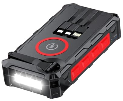 Eoixuqba 16,6 x 8,5 x 3,5 cm solkraftbank bärbar solladdare bärbar telefonladdare 20 000 MAh IPX66 vattentät handkran, insamling, belysning, SOS-larm, inbyggd