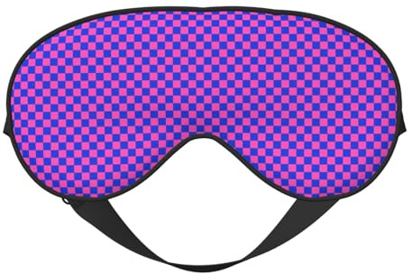 Máscara de sueño para los ojos para hombres y mujeres – Estampado escocés azul y rosa con hebilla ajustable – Máscara de sueño opaca cómoda para hombres y mujeres – Diadema divertida para juegos de