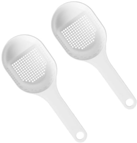 Didiseaon 2 Pcs Plastic Flour Sifter Spoons with Frosted Surface for Even Sprinkling and Food Draining Kitchen Utensils White Baking Tools