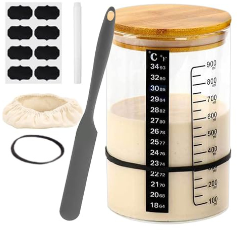 Barattolo Per Avviamento Alla Fermentazione – Contenitore Per Yogurt A Lievitazione Naturale, Kit Per Il Pane Adatto Ai Principianti Con Coperchio Ermetico | Pratico Accessorio Da Forno Domestico