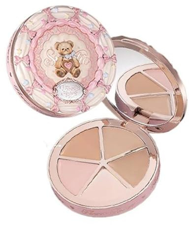 Flower Knows The Sweetie Bear Palette Correttore 4 Colorazioni Illuminante Copertura Occhiaie Fondotinta a Copertura Totale Contouring Fany (C02)