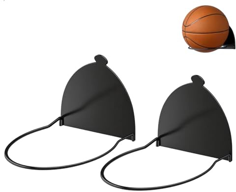 lemgyiamz Fotbollsstativ, fotbollshållare fotboll väggmonterad självhäftande, väggboll, rugbybollstativ, bollhållare för vägg, fotbollsstativ för bollar, basket, fotboll, volleyboll, 2-pack svart