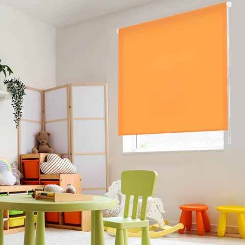 Blindecor Ara - Plain translucent roller blind, orange, 160x250 cm (width x height)